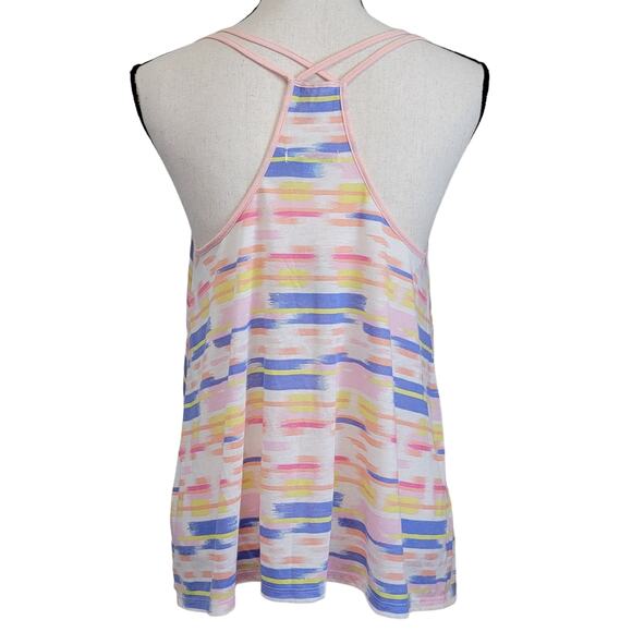 American Eagle Tank Top Womens Sz M‎ Striped Pink Blue Flowy Sheer Strappy Shirt - Picture 4 of 8